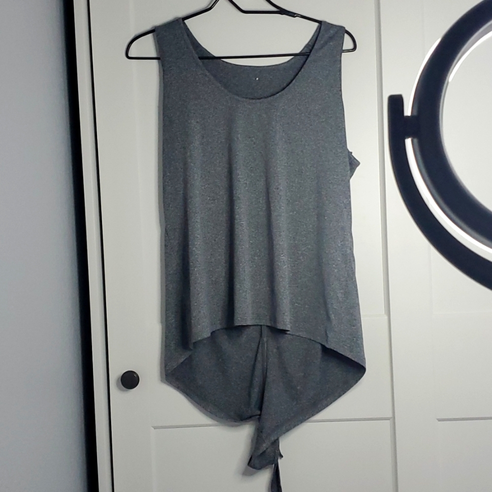 Activewear Gray Cross Back Tank Top L/XL